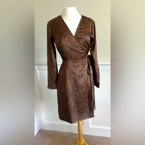 Satin C Wonder leopard wrap dress.  Never worn.  Size small